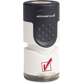 AccuStamp 035658 Pre-Inked Round Stamp, Check Mark, 5/8-Inch dia, Red