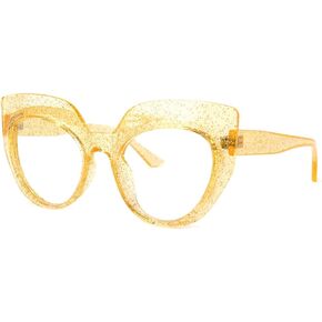 VOOGLAM Oversized Thick Cat Eye Blue Light Blocking Glasses, Fashion Vintage Frame Fake Glasses for Women Cortney