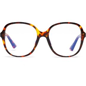 ZÉRO D 2 Pack Oversized Blue Light Glasses for Women Chic Square Computer Glasses Reduce Eye Strain Tortoise&MatteBlack