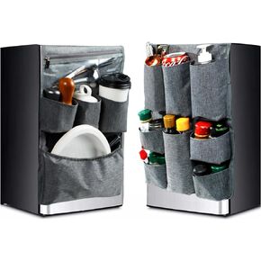 Dorm and office Double Over the Fridge Caddy Organizer -Fridge Caddy Organizer - College Dorm Room Essentials for College Students Boys, Girls - 12 Pockets Flatware Organizers and Storage