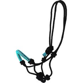 Horse Pony Cob Nylon Braided Rhinestone Noseband Rope Halter 606SE-Turquoise