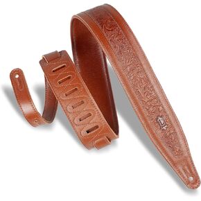 Levy's Leathers 2.5" Garment Leather Guitar Strap Florentine Emboss Design; Black (M317FG-BLK)