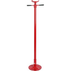 Underhoist Support Stand, 3/4 Ton Capacity, 12 Inch Diameter Base, Contoured Saddle, Bearing Mounted Spin Handle, Self-Locking Acme Threaded Screw