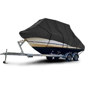 Heavy Duty T Top Hard Top Boat Cover, Marine Grade Solution-Dyed Polyester, UV Treated, Water Resistant, Fade Resistant, Tear Resistant Gray Color 16 feet to 18 feet Long, 102" Wide