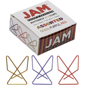 JAM PAPER Colorful Butterfly Clips - Assorted Paper Clamps - 15/Pack