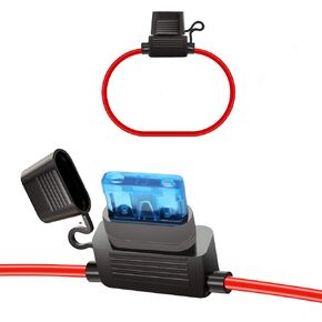 2 Pack ATC/ATO Fuse Holder 16 Gauge Waterproof Pigtail Inline Fuse Holder with 15A ATM Fuses
