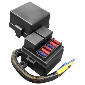 TIKSCIENCE 12V Fuse and Relay Box Block Kit 6 Slots Universal ATC/ATO Blade Fuse Holder Box with 2 Relays Fit for Boat Marine RV Automotive Car