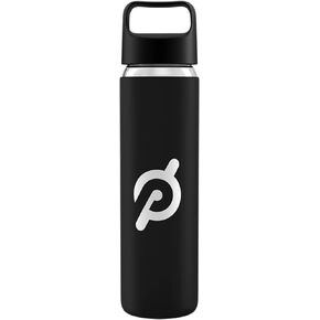 Peloton Glass Water Bottle | 16 oz. Bottle with Non-Slip Silicone Sleeve, Easy-Screw Top Opening, and Travel-Friendly Handle, Black