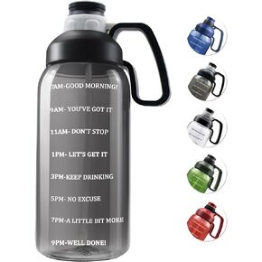 64 OZ Water Bottle with Straw, Motivational Half Gallon Water Bottles with Times to Drink, BPA Free 2L Sports Large Water Bottle with Handle Wide Mouth Water Jugs for Gym, Office, Working