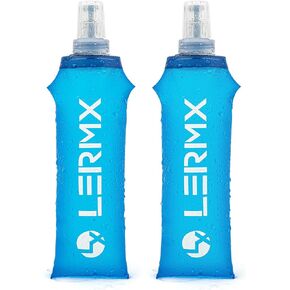 LERMX Quick Grip Chill 17 oz / 500ml TPU soft Flask Water Bottle Hydration Pack BPA-Free Running Flask for Hydration Pack, for Running Hiking Cycling Climbing-2PCS