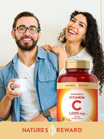 Nature's Reward Vitamin C Chewable Tablets - 1000mg - 120 Count - Orange Flavor - Vegetarian, Non-GMO, Gluten Free Supplement in Kuwait