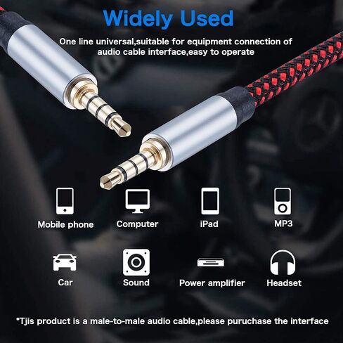 TaQaYa Male to Male Audio Cable 15Ft, 90 Degree TRRS 3.5mm 4 Pole Nylon Braided Stereo Aux Cable for Headphones, PS4, Phone, Tablet, Headset, PC, Laptop and More (15Ft) in Kuwait