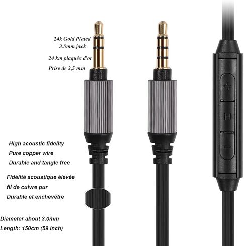 Replacement Audio Aux Cable Cord Compatible with Sony MDR-XB950BT MDR-1000X WH-1000XM2 WH-1000xm3 WH-CH700N MDR-100ABN MDR-1A MDR-1ADAC MDR-XB950N1 H800 Headphones 3.5 mm Jack Cables Wire No MIC in Saudi Arabia