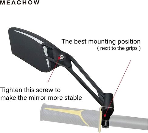 MEACHOW New Scratch Resistant Glass Lens,Handlebar Bike Mirror, Adjustable Safe Rearview Mirror, Bicycle Mirror,ME-003 in Saudi Arabia