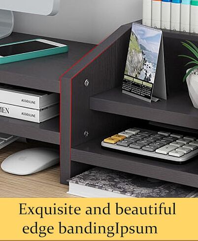 Monitor Riser, 2-Tier Wooden Monitor Riser Bracket, Multifunctional Desktop Organizer 22.9X7.5X7.6 in, Multidimensional Space, Monitor Stand Riser With Its Own Small Locker, Heightened Storage 2-in-1. in Kuwait