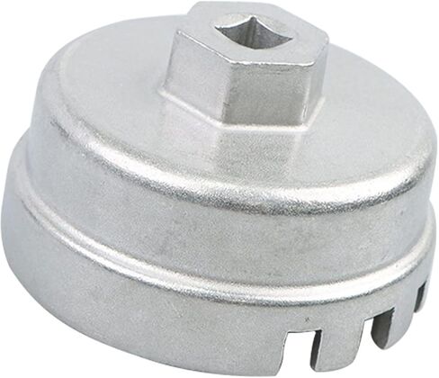 1.8L Oil Filter Wrench Oil Filter Removal Tool Compatible with Toyota Lexus Prius Scion CT200h and More for 1.8L 4 Cylinder Engine with Cartridge Style Housing 64mm 14 Flute 6 Slots (Silver) in Saudi Arabia