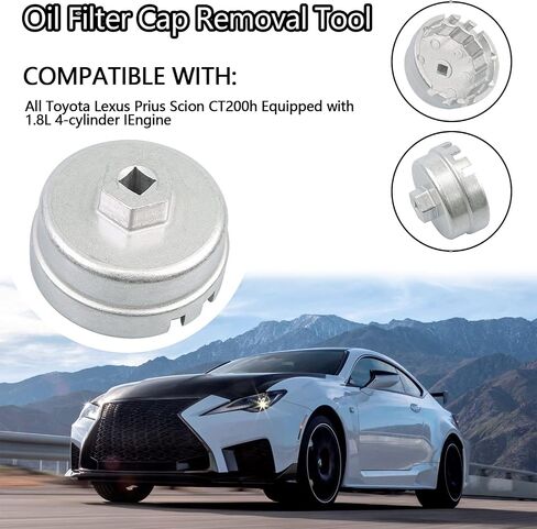 1.8L Oil Filter Wrench Oil Filter Removal Tool Compatible with Toyota Lexus Prius Scion CT200h and More for 1.8L 4 Cylinder Engine with Cartridge Style Housing 64mm 14 Flute 6 Slots (Silver) in Saudi Arabia