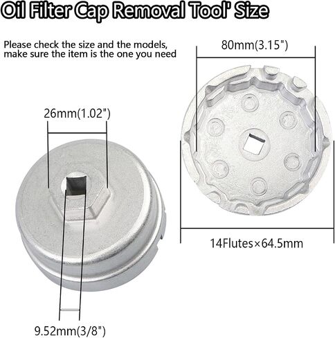 1.8L Oil Filter Wrench Oil Filter Removal Tool Compatible with Toyota Lexus Prius Scion CT200h and More for 1.8L 4 Cylinder Engine with Cartridge Style Housing 64mm 14 Flute 6 Slots (Silver) in Saudi Arabia