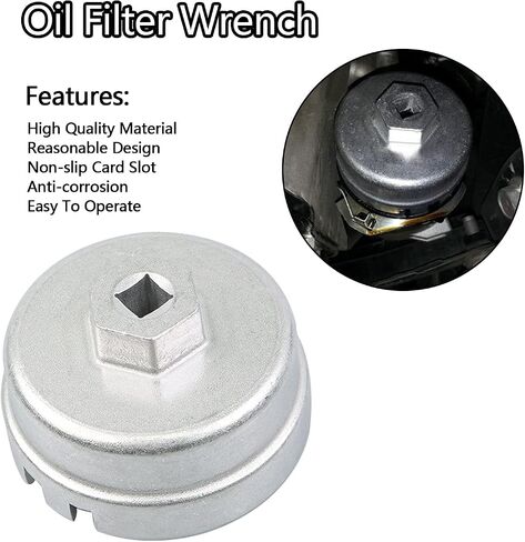 1.8L Oil Filter Wrench Oil Filter Removal Tool Compatible with Toyota Lexus Prius Scion CT200h and More for 1.8L 4 Cylinder Engine with Cartridge Style Housing 64mm 14 Flute 6 Slots (Silver) in Saudi Arabia