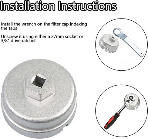 1.8L Oil Filter Wrench Oil Filter Removal Tool Compatible with Toyota Lexus Prius Scion CT200h and More for 1.8L 4 Cylinder Engine with Cartridge Style Housing 64mm 14 Flute 6 Slots (Silver) in Saudi Arabia