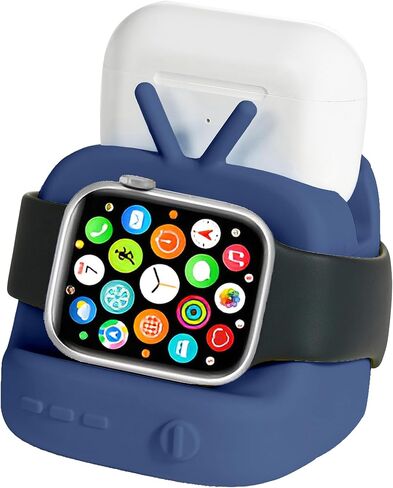 حامل HECCEI لشاحن ساعة Apple iWatch حامل شاحن لساعة Apple 9/Ultra/8/SE2/7/6/SE/5/4/3/2/1، لـ AirPods 1/2/3/Pro & iPhone Stand يدعم وضع Nightstand باللون الأسود in Kuwait