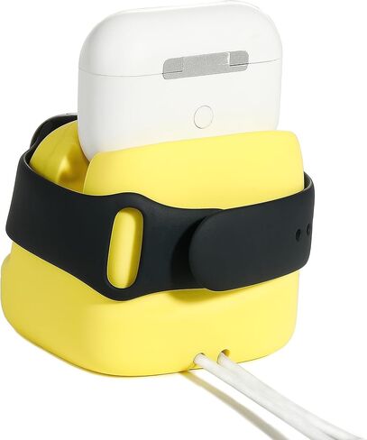حامل HECCEI لشاحن ساعة Apple iWatch حامل شاحن لساعة Apple 9/Ultra/8/SE2/7/6/SE/5/4/3/2/1، لـ AirPods 1/2/3/Pro & iPhone Stand يدعم وضع Nightstand باللون الأسود in Kuwait
