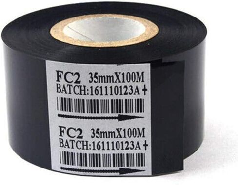 Black 2 Rolls Hot Stamp Ribbon FC2 35mm x 100m Thermal Transfer Ribbon for Coder Printer Machine in Saudi Arabia
