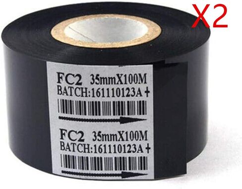 Black 2 Rolls Hot Stamp Ribbon FC2 35mm x 100m Thermal Transfer Ribbon for Coder Printer Machine in Saudi Arabia