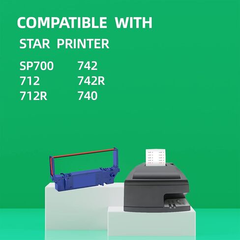 6 عبوات شريط بديل متوافق لشريط الطابعة Star SP700 SP-700 RC700 RC-700 B/R يستخدم مع طابعة SP700BR RC700BR SP712 SP712R SP717 SP742R SP747 SP740 (أسود وأحمر) in Kuwait