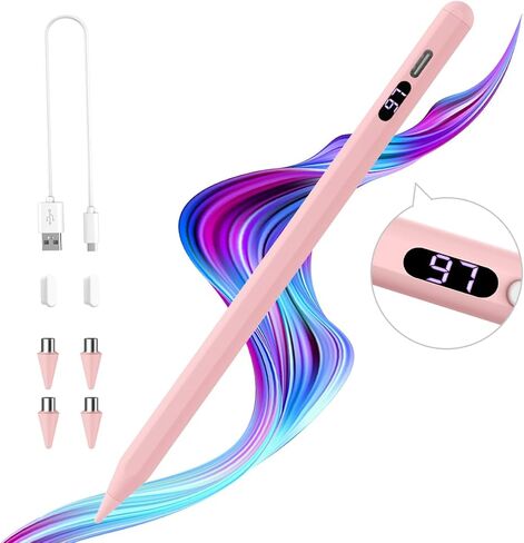 TiMOVO Stylus Pen for Touch Screens, Fast Charge Stylus Pen for Apple iPad/iPhone/Android/iOS/Samsung/Lenovo/Fire Tablets Smart Phone Stylus Capacitive Screen Writing Pencil with Power Display, White in Kuwait