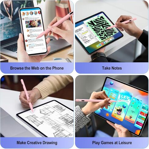 TiMOVO Stylus Pen for Touch Screens, Fast Charge Stylus Pen for Apple iPad/iPhone/Android/iOS/Samsung/Lenovo/Fire Tablets Smart Phone Stylus Capacitive Screen Writing Pencil with Power Display, White in Kuwait