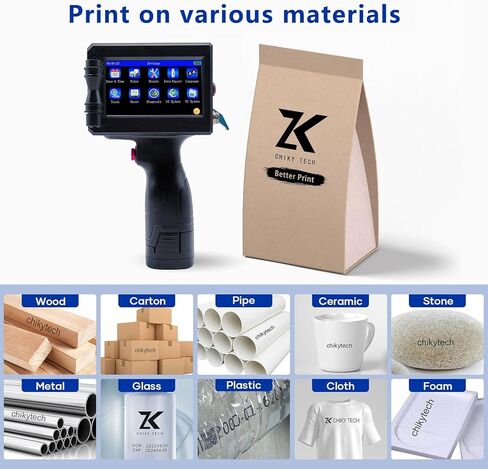 CHIKYTECH Upgrading Portable Handheld Inkjet Printer ZK-1691 with 4.3 Inch Touch Screen Quick-Drying Ink Cartridge Handheld Inkjet Printer for Any Surfaces (Support 28 Languages.) in Saudi Arabia