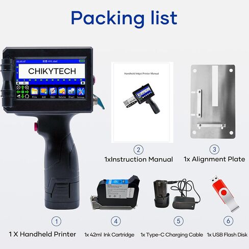 CHIKYTECH Upgrading Portable Handheld Inkjet Printer ZK-1691 with 4.3 Inch Touch Screen Quick-Drying Ink Cartridge Handheld Inkjet Printer for Any Surfaces (Support 28 Languages.) in Saudi Arabia