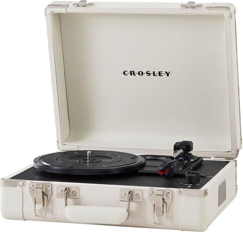 Crosley CR6019F-SA Executive Vintage Bluetooth داخل/خارج 3 سرعات حقيبة محمولة مشغل تسجيلات فينيل قرص دوار، رملي in Kuwait