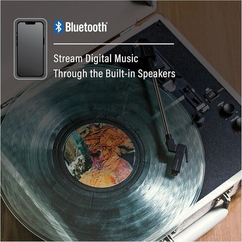 Crosley CR6019F-SA Executive Vintage Bluetooth داخل/خارج 3 سرعات حقيبة محمولة مشغل تسجيلات فينيل قرص دوار، رملي in Kuwait