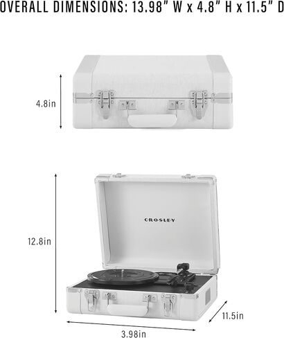 Crosley CR6019F-SA Executive Vintage Bluetooth داخل/خارج 3 سرعات حقيبة محمولة مشغل تسجيلات فينيل قرص دوار، رملي in Kuwait