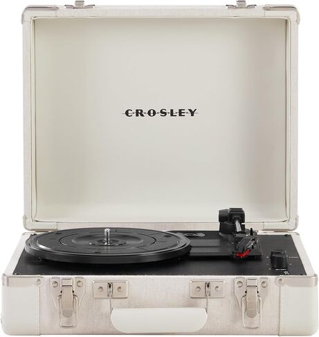 Crosley CR6019F-SA Executive Vintage Bluetooth داخل/خارج 3 سرعات حقيبة محمولة مشغل تسجيلات فينيل قرص دوار، رملي in Kuwait