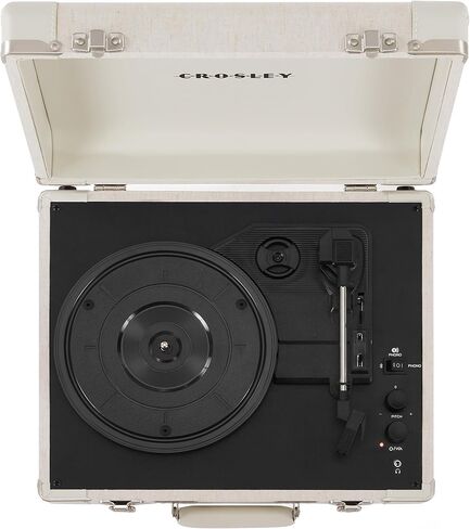 Crosley CR6019F-SA Executive Vintage Bluetooth داخل/خارج 3 سرعات حقيبة محمولة مشغل تسجيلات فينيل قرص دوار، رملي in Kuwait