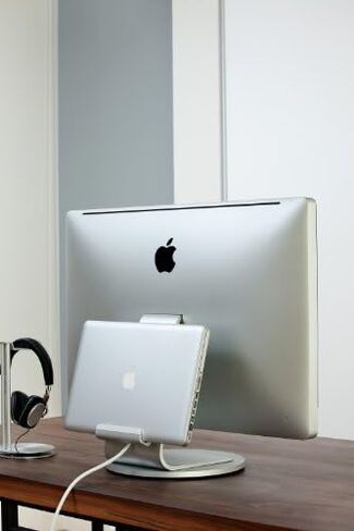 Just Mobile AluDisc 360-Degree Turntable Monitor Stand for iMac Thunderbolt 21.5 24 27 Inch Display Aluminum Weight Balanced Steel Ball-Bearing Smooth (ST-666) in Saudi Arabia