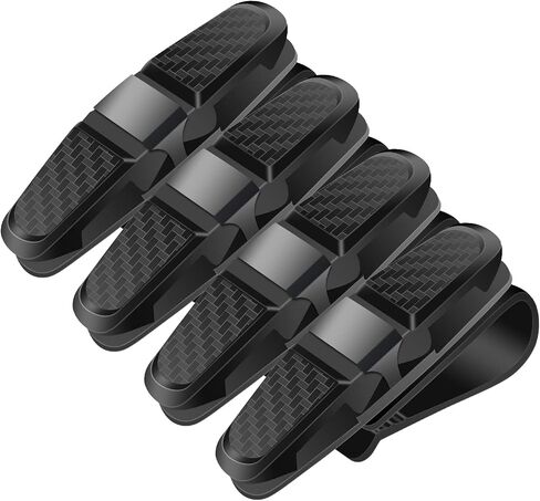 4 Pieces Sunglasses Holder for Car Sun Visor, Universal Car Sunglasses Holder, Eyeglass Mount with Double-Ends Ticket Card Clip, 180-Degree Rotational Clip (Carbon Black) in Saudi Arabia