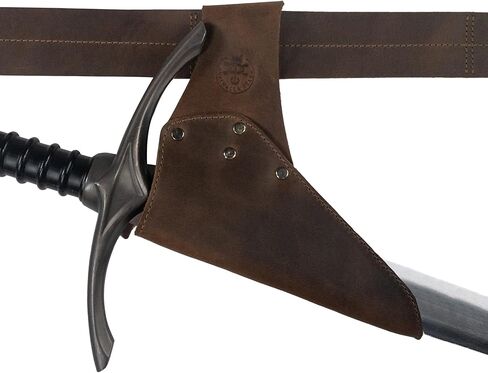 ضفدع السيف مع حلقة حزام، منظم أدوات عصر النهضة، للتخييم، الحفلات التنكرية، إكسسوارات الحطاب في الهواء الطلق، جلد محبب بالكامل، مصنوع يدويًا، بني بوربون in Kuwait