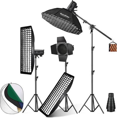 Godox 3 Pack DP600IIIV 1800Ws GN106 Studio Flash Strobe Speedlite Kit,5800K Bowens Mount Professional Monolight Light for Studio Video Shooting Photography in Saudi Arabia
