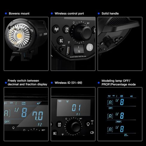 Godox 3 Pack DP600IIIV 1800Ws GN106 Studio Flash Strobe Speedlite Kit,5800K Bowens Mount Professional Monolight Light for Studio Video Shooting Photography in Saudi Arabia
