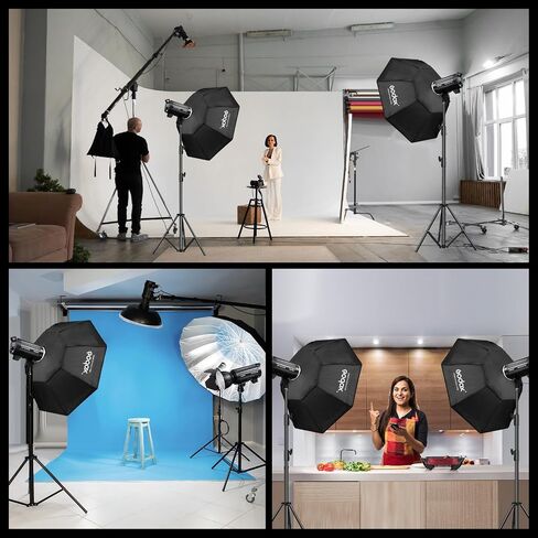 Godox 3 Pack DP600IIIV 1800Ws GN106 Studio Flash Strobe Speedlite Kit,5800K Bowens Mount Professional Monolight Light for Studio Video Shooting Photography in Saudi Arabia