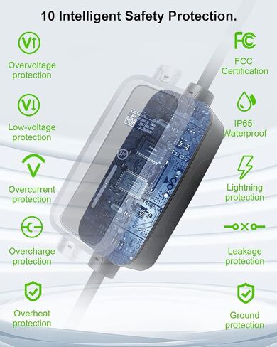 Level 1-2 EV Charger - 110-240V 16 amp 3.5KW with 23ft Extension Cable NEMA 6-20 Portable ev Charger for All J1772 Electric Vehicles (Comes with NEMA 5-15P to 6-20R Plugs) in Saudi Arabia