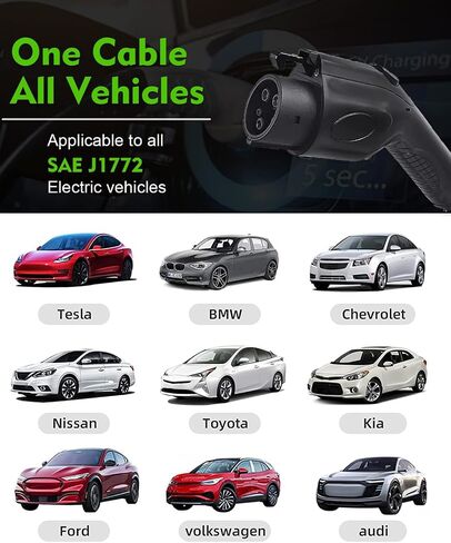 Level 1-2 EV Charger - 110-240V 16 amp 3.5KW with 23ft Extension Cable NEMA 6-20 Portable ev Charger for All J1772 Electric Vehicles (Comes with NEMA 5-15P to 6-20R Plugs) in Saudi Arabia