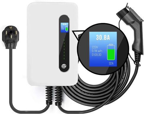 محطة شحن Lectron 240V 32 Amp Level 2 للمركبات الكهربائية (EV) مع كابل J1772 بطول 20 قدمًا / 6 أمتار ومقبس NEMA 14-50 - EVSE 7.68kW متوافق مع جميع المركبات الكهربائية SAE J1772 in Kuwait