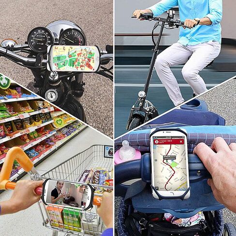 Bike Phone Mount for Motorcycle-Universal Silicone Bicycle Phone Holder,Handlebar Cradle Adjustable for Cycling GPS/Music, Fits for 11 Pro Max/XR/XS Max/8/7/ 6/6s Plus, Galaxy S9/S9 Plus in Saudi Arabia