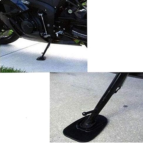 2 Pack Motorcycle Kickstand Pad, Side Stand Support Plate Add Stability Kick Stand Coaster for Parking on Hot Pavement, Grass, Soft Ground and More (Black) in Saudi Arabia