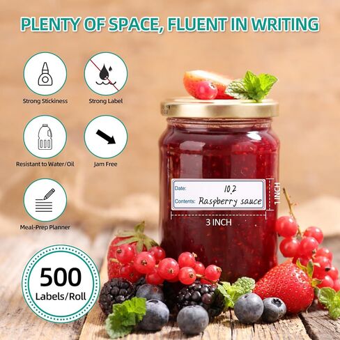 Food Labels Stickers for Storage Bin, Removable 500pcs No Residue Bottle Labels, Organizing Labels Stickers for Food Containers Jars, Kitchen, Pantry, Daycare 1 x 3 Inch in Saudi Arabia